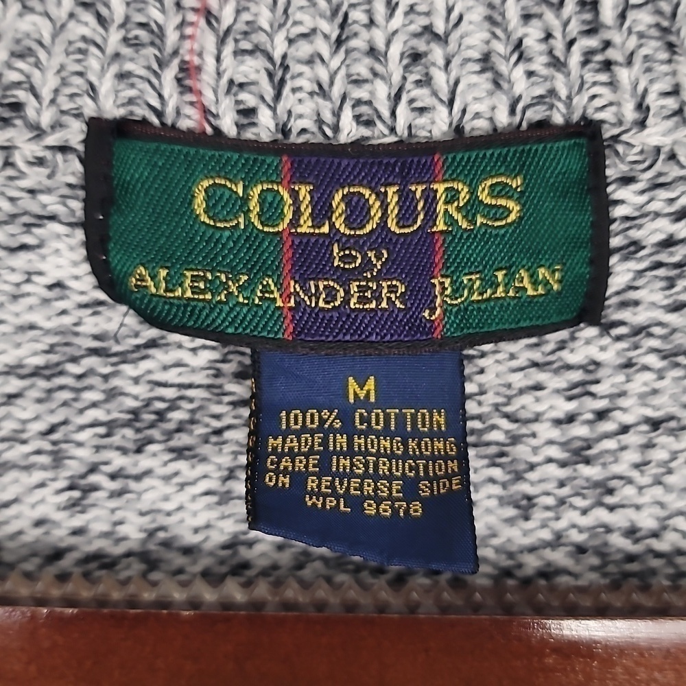 Colours By Alexander Julian 80's Vintage Unisex V-Neck Sweater - Picture 6 of 8